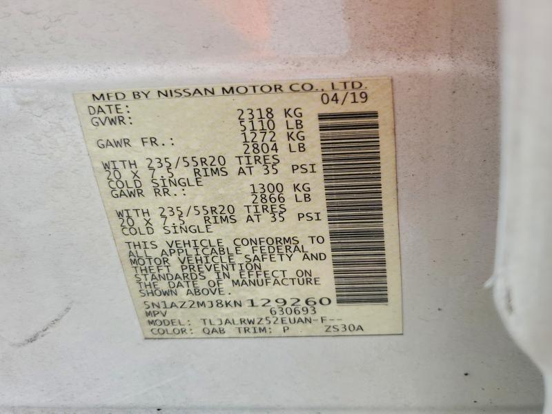 Photo 14 from auction – 2019 NISSAN MURANO with VIN 5N1AZ2MJ8KN129260