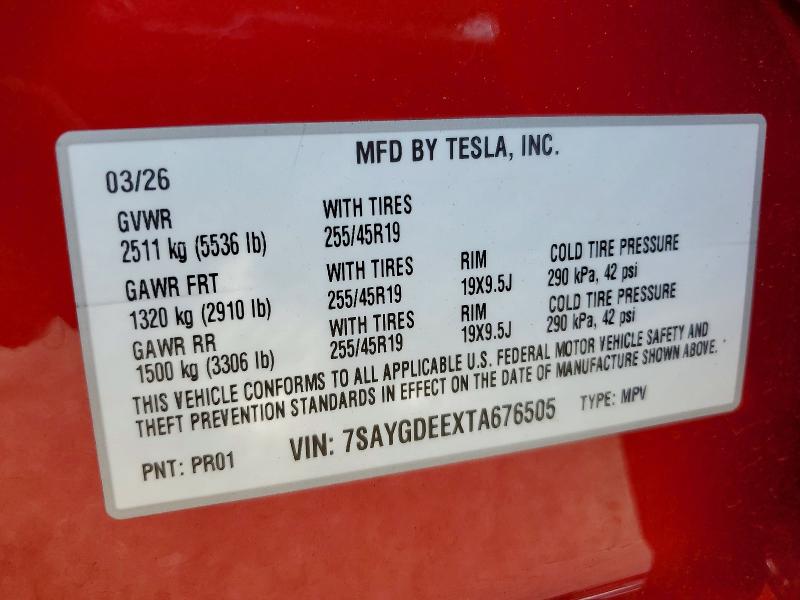 Photo 14 from auction – 2026 TESLA MODEL Y with VIN 7SAYGDEEXTA676505