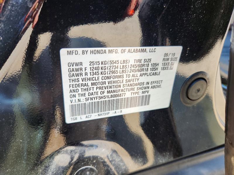 Photo 14 from auction – 2020 HONDA PILOT with VIN 5FNYF5H51LB006877