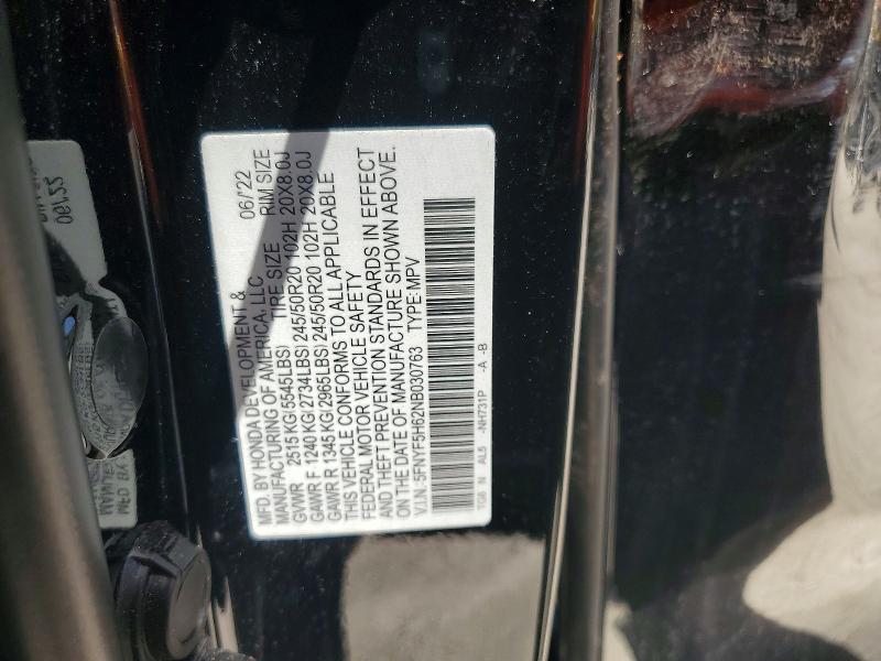 صورة رقم 14 من المزاد - 2022 HONDA PILOT مع VIN 5FNYF5H62NB030763