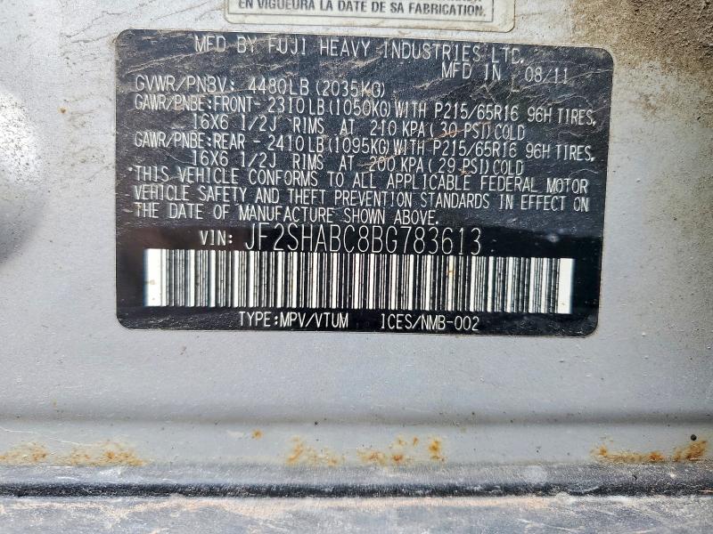 Photo 14 from auction – 2011 SUBARU FORESTER with VIN JF2SHABC8BG783613