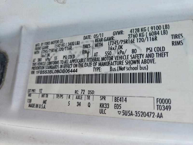 Photo 14 from auction – 2011 FORD ECONOLINE with VIN 1FBSS3BL0BDB06444