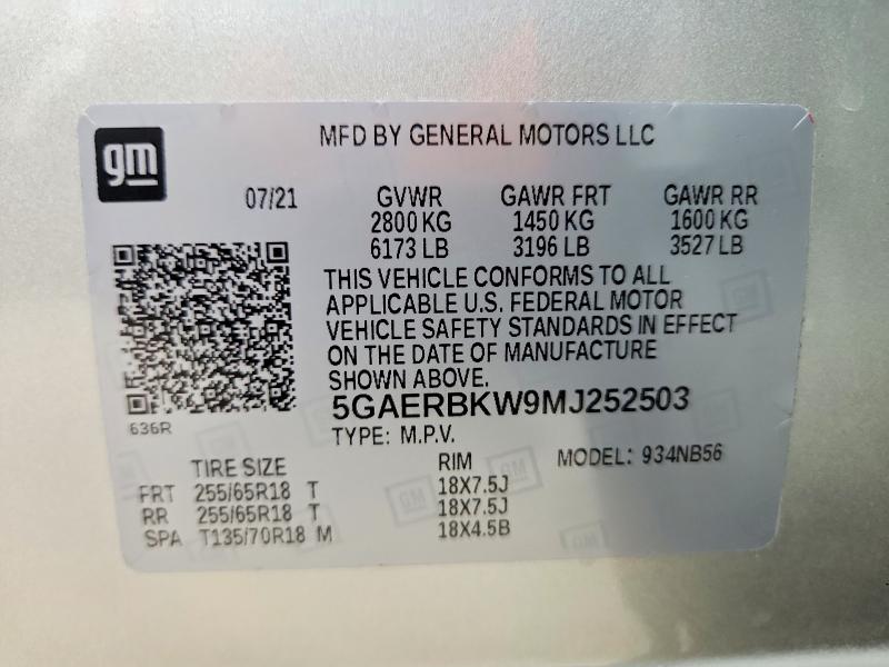 Фото 14 с аукциона – 2021 BUICK ENCLAVE с VIN 5GAERBKW9MJ252503