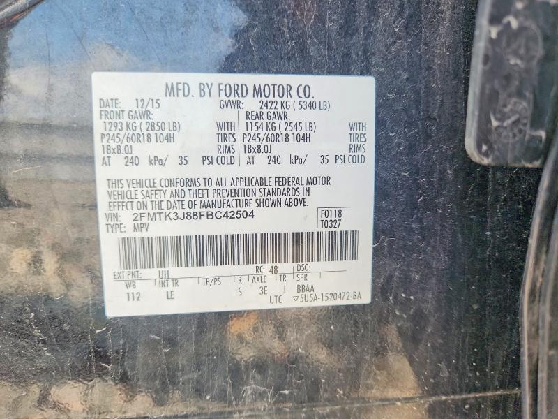 Photo 14 from auction – 2015 FORD EDGE with VIN 2FMTK3J88FBC42504