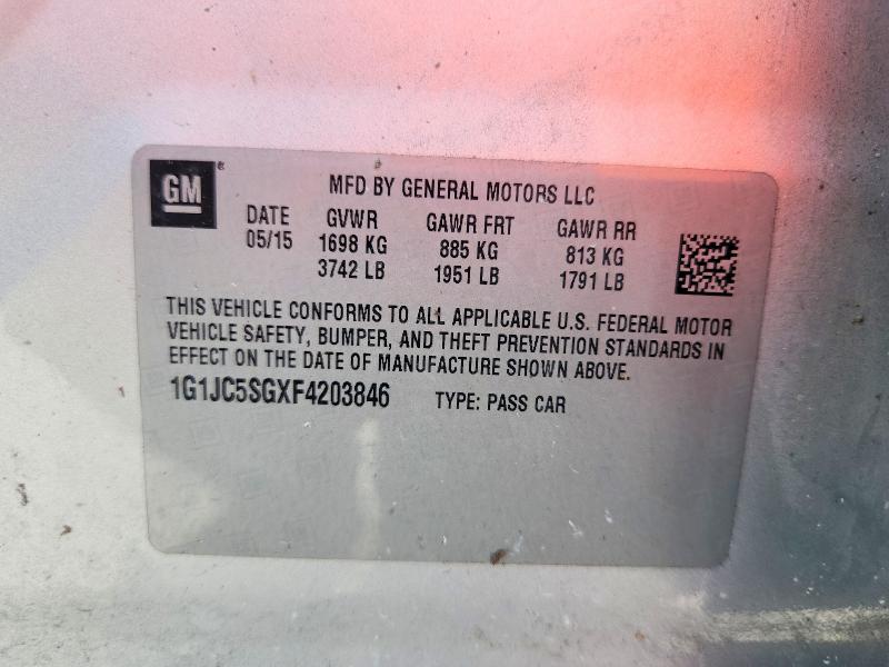 Photo 10 from auction – 2015 CHEVROLET SONIC with VIN 1G1JC5SGXF4203846