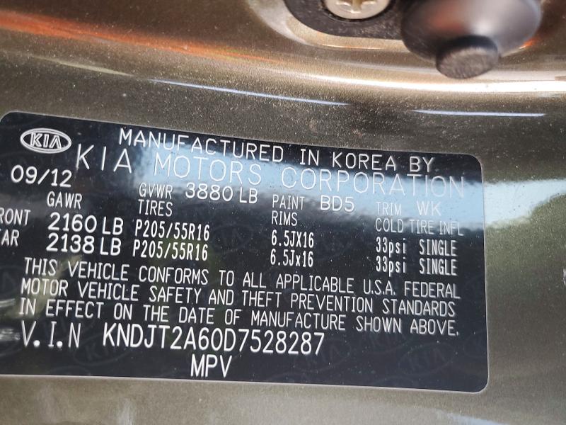 Photo 14 from auction – 2013 KIA SOUL with VIN KNDJT2A60D7528287
