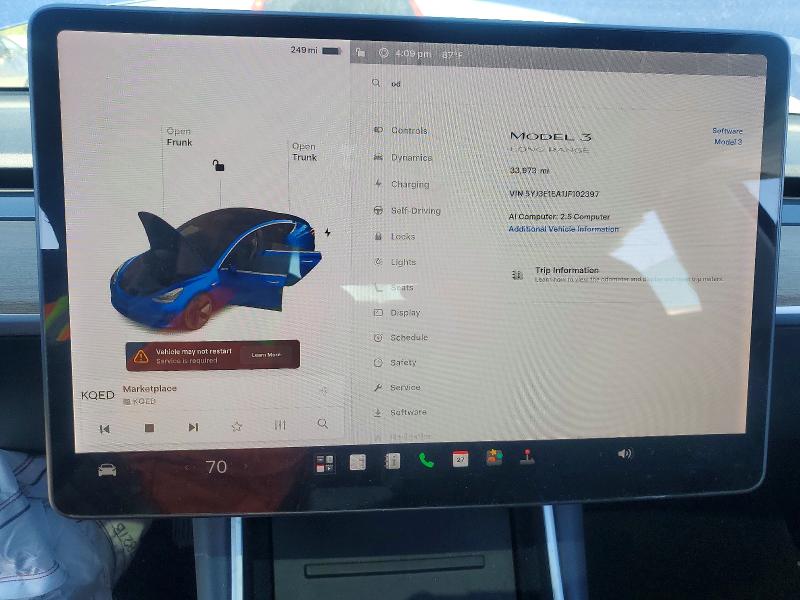 Photo 9 from auction – 2018 TESLA MODEL 3 with VIN 5YJ3E1EA1JF102397