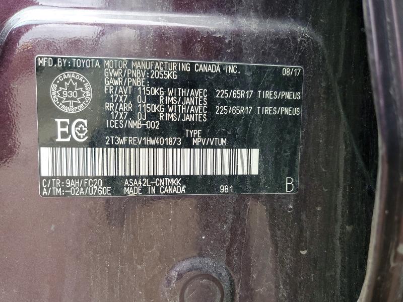 Zdjęcie 14 z aukcji – 2017 TOYOTA RAV4 z VIN 2T3WFREV1HW401873