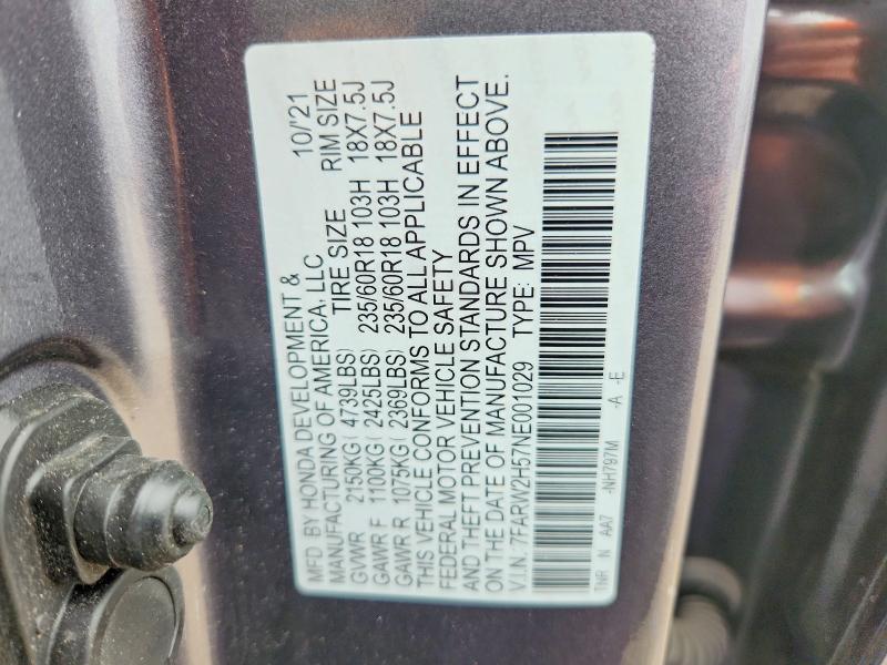 Photo 14 from auction – 2022 HONDA CR-V with VIN 7FARW2H57NE001029