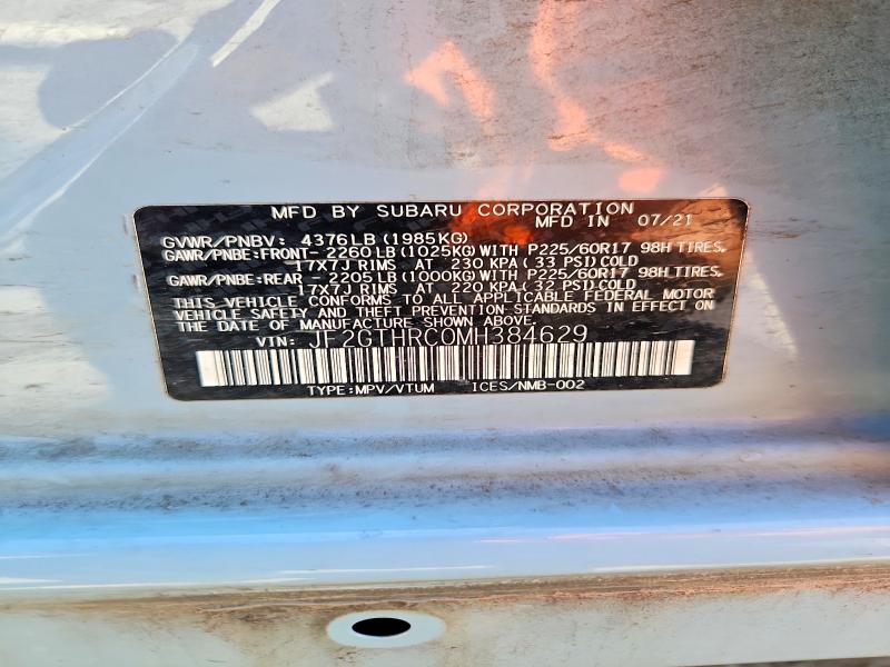 Photo 14 from auction – 2021 SUBARU CROSSTREK with VIN JF2GTHRC0MH384629
