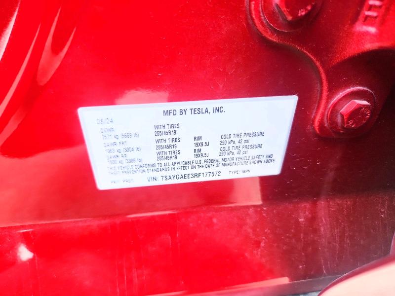 Photo 14 from auction – 2024 TESLA MODEL Y with VIN 7SAYGAEE3RF177572