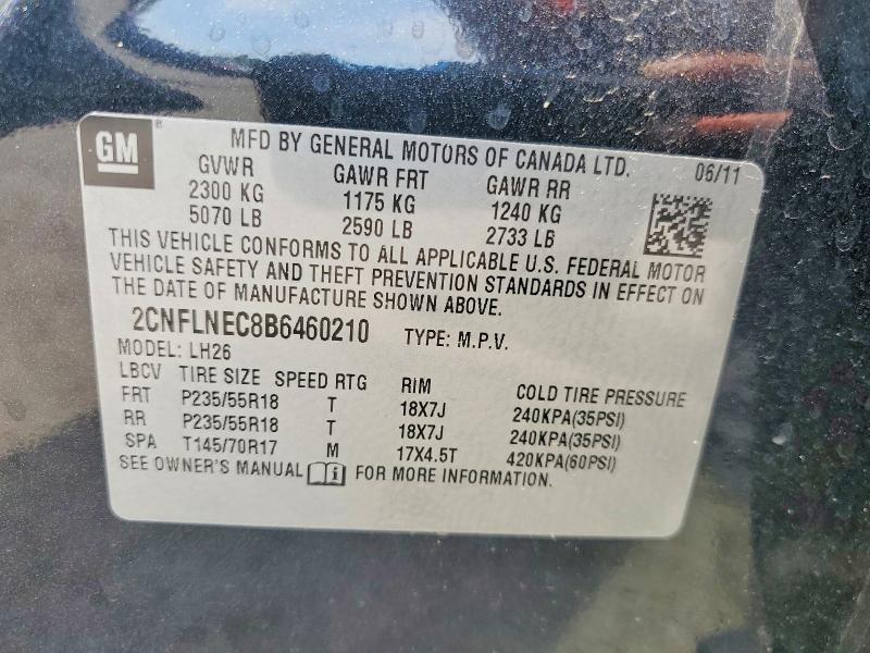 Photo 14 from auction – 2011 CHEVROLET EQUINOX with VIN 2CNFLNEC8B6460210