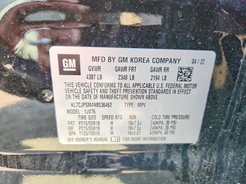 Photo 14 from auction – 2022 CHEVROLET TRAX with VIN KL7CJPSM4NB536462
