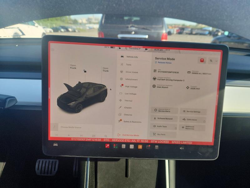 Photo 9 from auction – 2021 TESLA MODEL Y with VIN 5YJYGDEF2MF121638