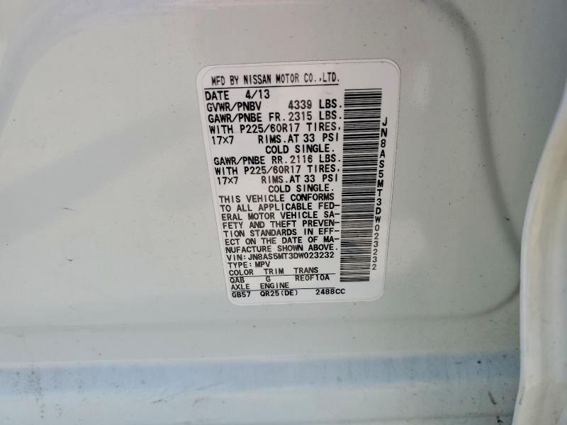 Photo 14 from auction – 2013 NISSAN ROGUE with VIN JN8AS5MT3DW023232