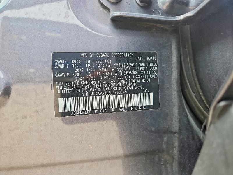 Photo 14 from auction – 2020 SUBARU ASCENT with VIN 4S4WMAJD8L3463749