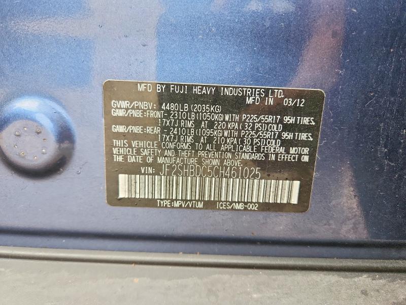 Photo 14 from auction – 2012 SUBARU FORESTER with VIN JF2SHBDC5CH461025