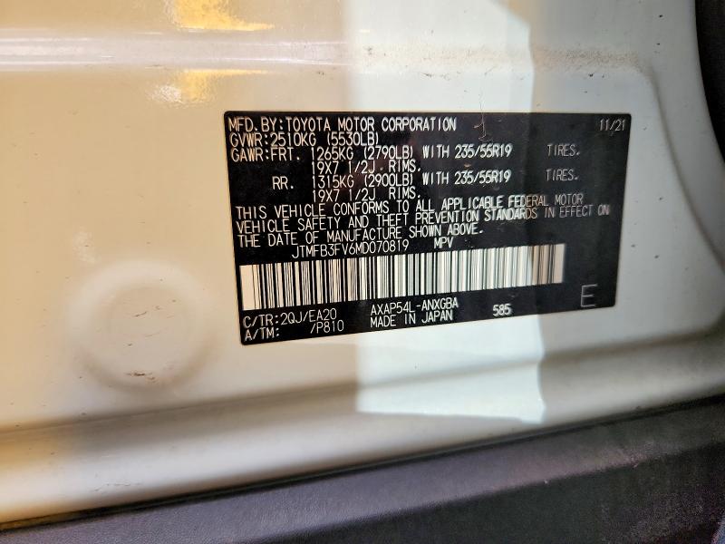 Photo 14 from auction – 2021 TOYOTA RAV4 PRIME with VIN JTMFB3FV6MD070819