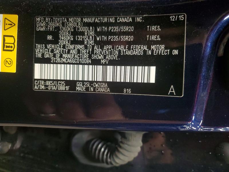Foto 14 de la subasta – 2016 LEXUS RX 350 con VIN 2T2BZMCA6GC010084