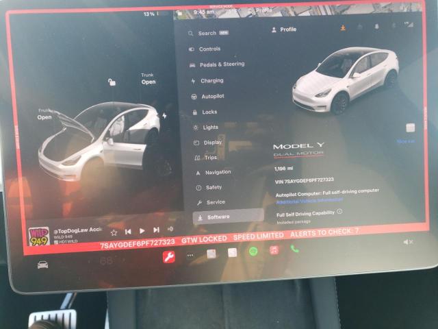 Photo 9 from auction – 2023 TESLA MODEL Y with VIN 7SAYGDEF6PF727323