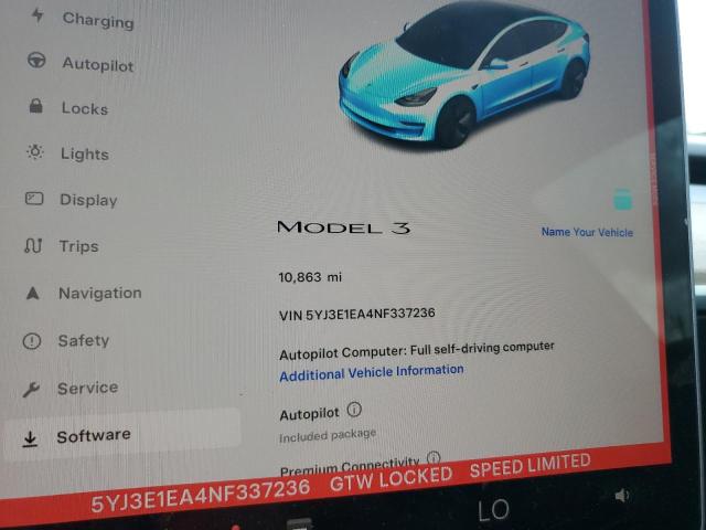 Photo 9 from auction – 2022 TESLA MODEL 3 with VIN 5YJ3E1EA4NF337236