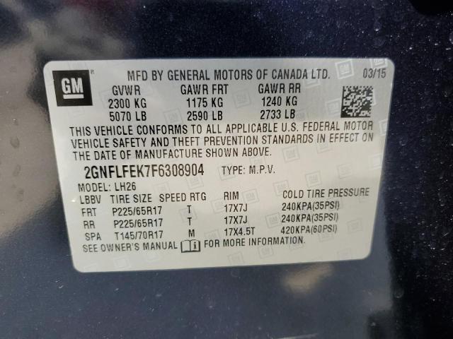 Photo 14 from auction – 2015 CHEVROLET EQUINOX LT with VIN 2GNFLFEK7F6308904