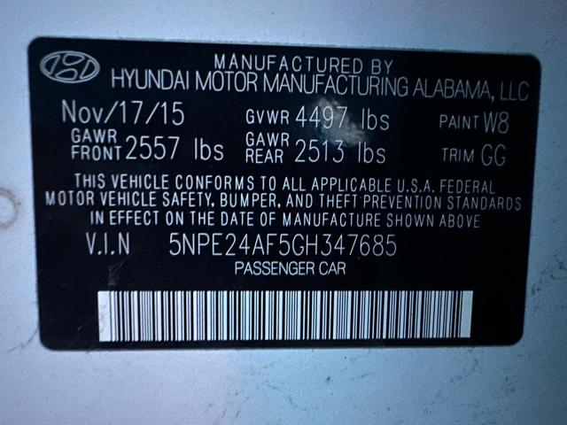Photo 10 from auction – 2016 HYUNDAI SONATA SE with VIN 5NPE24AF5GH347685