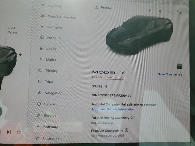 Photo 9 from auction – 2021 TESLA MODEL Y with VIN 5YJYGDEF9MF209490