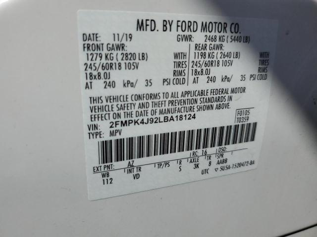 Photo 14 from auction – 2020 FORD EDGE SEL with VIN 2FMPK4J92LBA18124