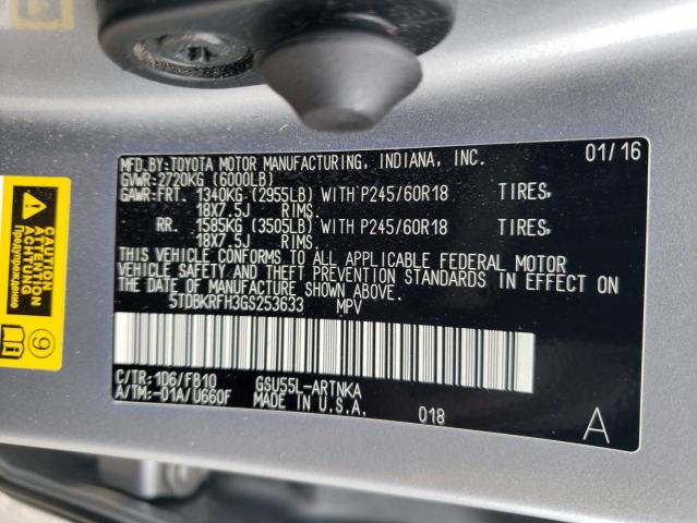 Photo 14 from auction – 2016 TOYOTA HIGHLANDER with VIN 5TDBKRFH3GS253633