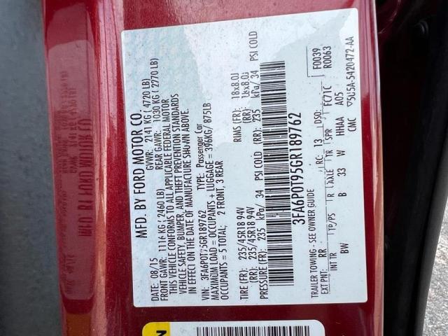 Photo 10 from auction – 2016 FORD FUSION SE with VIN 3FA6P0T95GR189762