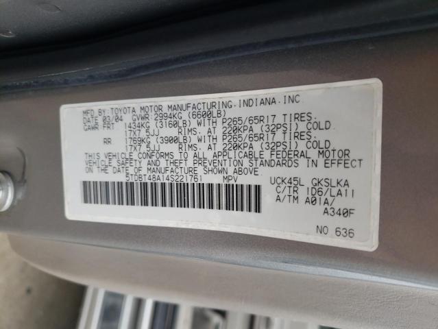 Photo 14 from auction – 2004 TOYOTA SEQUOIA LI with VIN 5TDBT48A14S221761