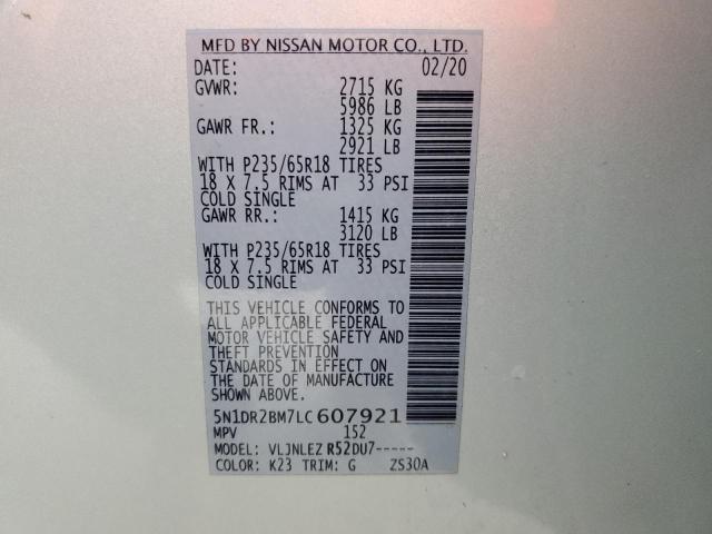 Photo 14 from auction – 2020 NISSAN PATHFINDER with VIN 5N1DR2BM7LC607921