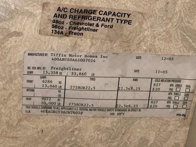 Photo 10 from auction – 2006 FREIGHTLINER CHASSIS X with VIN 4UZACHCY36CW74058
