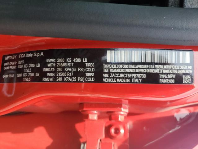 Photo 14 from auction – 2015 JEEP RENEGADE T with VIN ZACCJBCT5FPB78730