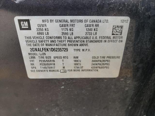 Photo 14 from auction – 2013 CHEVROLET EQUINOX LT with VIN 2GNALFEK1D6235729