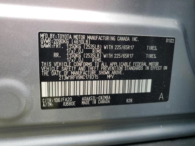 Photo 14 from auction – 2022 TOYOTA RAV4 XLE with VIN 2T3W1RFV9NC178315