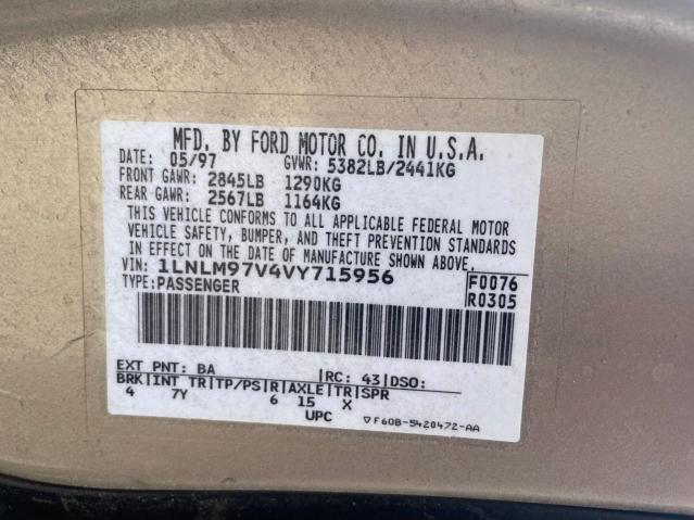 Photo 10 from auction – 1997 LINCOLN CONTINENTA with VIN 1LNLM97V4VY715956