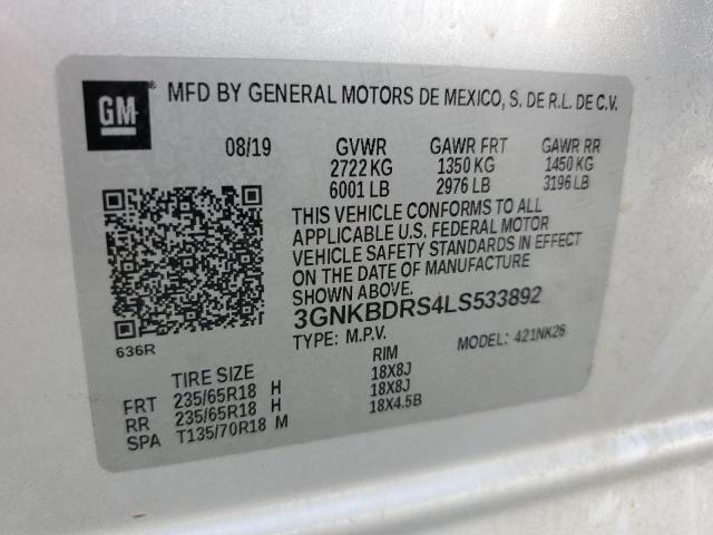 Photo 14 from auction – 2020 CHEVROLET BLAZER 3LT with VIN 3GNKBDRS4LS533892