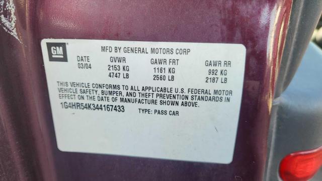 Photo 10 from auction – 2004 BUICK LESABRE LI with VIN 1G4HR54K344167433