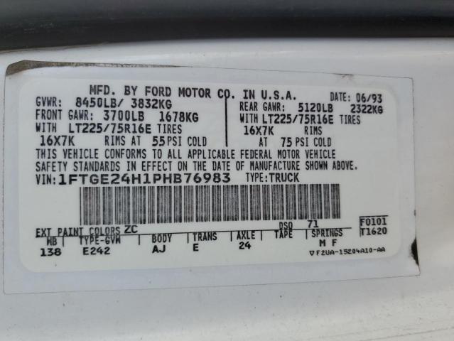 Photo 14 from auction – 1993 FORD ECONOLINE with VIN 1FTGE24H1PHB76983