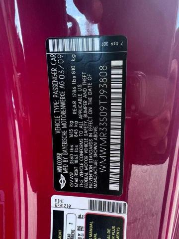 Photo 10 from auction – 2009 MINI COOPER with VIN WMWMR33509TJ93808