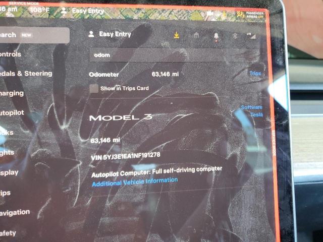 Photo 9 from auction – 2022 TESLA MODEL 3 with VIN 5YJ3E1EA1NF191278