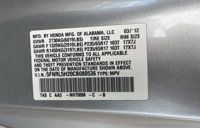 Photo 10 from auction – 2012 HONDA ODYSSEY LX with VIN 5FNRL5H20CB080536