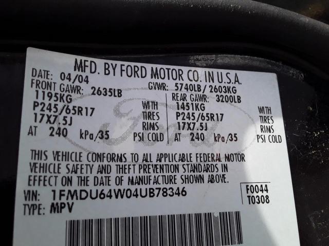 Photo 10 from auction – 2004 FORD EXPLORER E with VIN 1FMDU64W04UB78346
