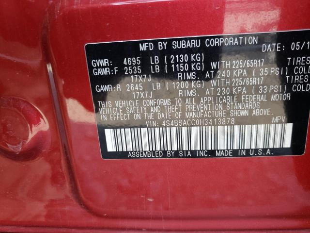 Photo 14 from auction – 2017 SUBARU OUTBACK 2. with VIN 4S4BSACC0H3413878