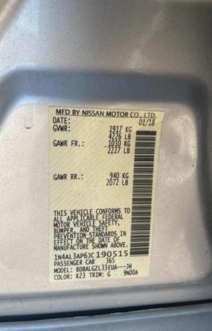Photo 10 from auction – 2018 NISSAN ALTIMA 2.5 with VIN 1N4AL3AP6JC190515