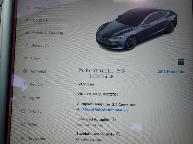 Photo 9 from auction – 2018 TESLA MODEL S with VIN 5YJSA1E25JF272701
