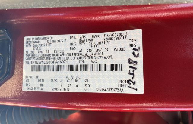 Photo 10 from auction – 2016 FORD F150 SUPER with VIN 1FTEW1EG3GFA16071