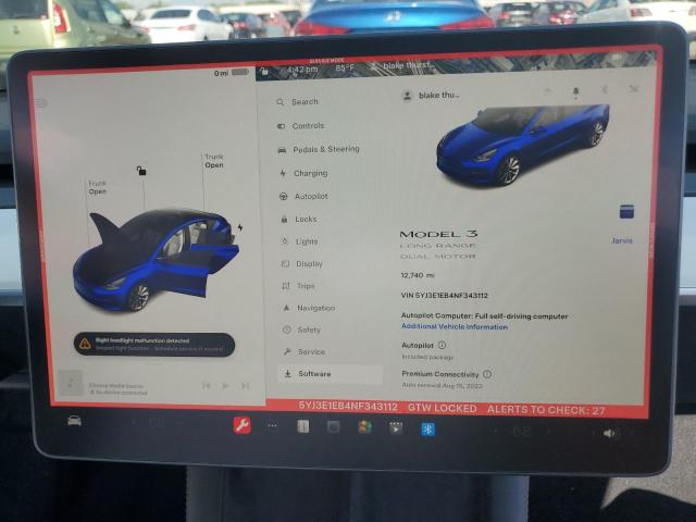 Photo 9 from auction – 2022 TESLA MODEL 3 with VIN 5YJ3E1EB4NF343112